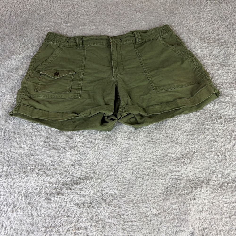 Time and Tru Womens Olive Green Utility Shorts Size 16 Cotton Blend Stretch